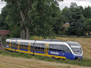  Gut unterwegs: Die Fahrgastzahlen auf der Strecke des Haller Willem  wie hier in Hankenberge  entwickeln sich positiv. Foto: Klaus Lindemann 