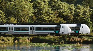 Akku-Z�ge vom Typ Siemens Mireo (hier in der Visualisierung) sollen ab Dezember 2029 im Netz n�rdliches Westfalen fahren � und damit auch auf der Linie RB75 Osnabr�ck-Bielefeld.Foto: Siemens Mobility / Rock Rail NnW